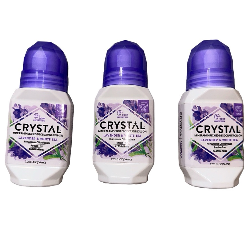 3 Pk Crystal Lavender & White Tea Roll On Deodorant 🆕